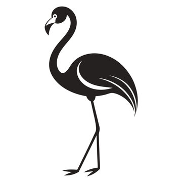 Elegant black and white flamingo silhouette on a clean white background vector art