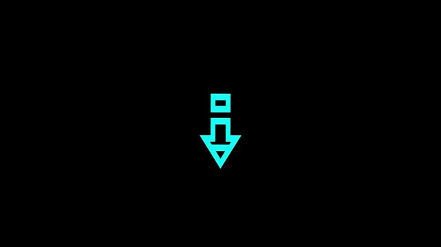 Down arrow icon on black background 4k. 