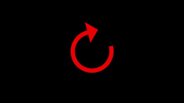 Red colour refresh and loading bar icon on black background. 