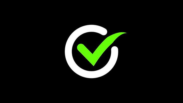 Animated check mark icon. Isolated on a transparent background.4k