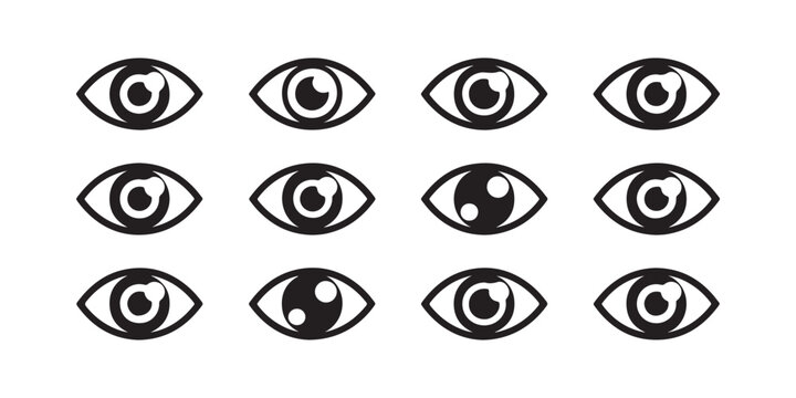 Comprehensive set of eye icons with detailed iris and pupil variations for professional projects.