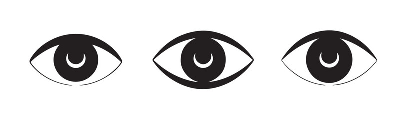 Artistic eye symbols with crescent moon shapes inside pupils for mystical or spiritual icon design. © Sumon
