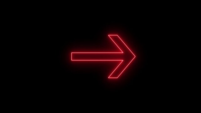 red neon colour right  arrow on black background.
