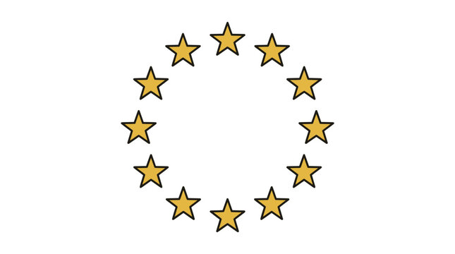 European union flag with twelve golden stars on white background