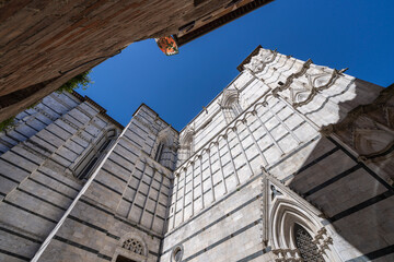 Naklejka premium Detailfoto, Duomo di Siena, Romanisch Gotischer Dom mit Mosaiken, Piazza del Duomo, Siena, Toskana, Italien
