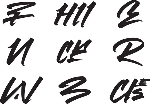 Handwritten cursive alphabet letters set in black ink