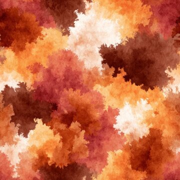 Autumn foliage tie dye seamless pattern warm fall colors