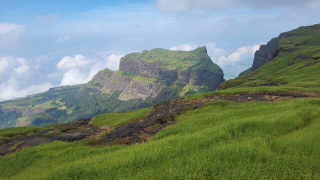 Chota (small) Kulang fort seen from Kulang fort near Nashik, Maharashtra.