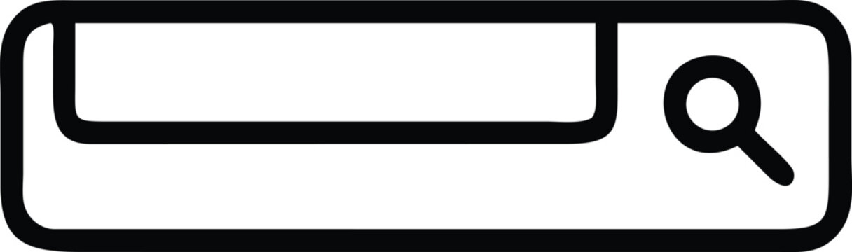 Hand drawn search bar icon with magnifying glass on white background input field