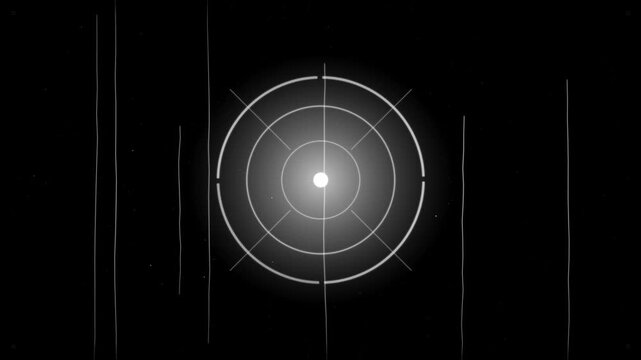 Classic movie start effect with subtle circle countdown artifacts.