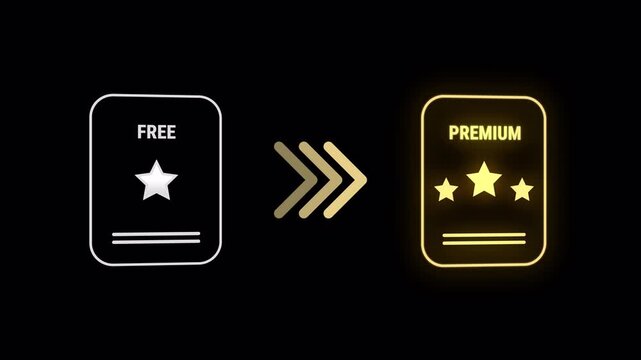 Animated motion graphic of upgrading from free to premium membership
