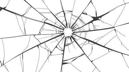 Broken glass sketch, hand drawn shattered glass vector illustration, detailed cracks and fragments, realistic broken surface design element. ©   