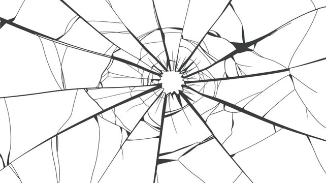Broken glass sketch, hand drawn shattered glass vector illustration, detailed cracks and fragments, realistic broken surface design element.