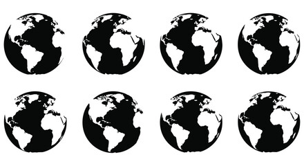 Silhouettes Of Earth Globes Black On White Background Geographic Representation © SHYFUL_STUDIO
