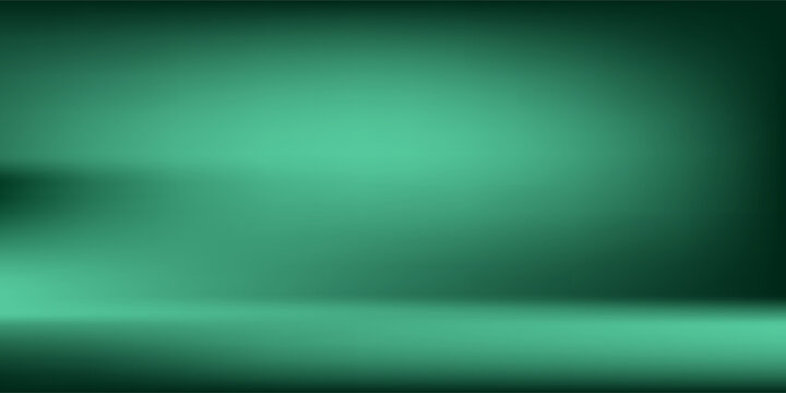 Dark green room background design for showcasing. Studio. Abstract green gradient spotlight room texture background. Studio backdrop wallpaper light room wall. Display products, natural shadows.bg