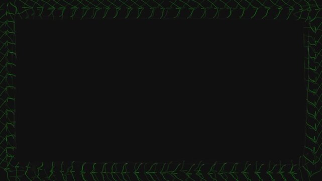 Minimalist Green Leaf Pattern Border on transparent Background
