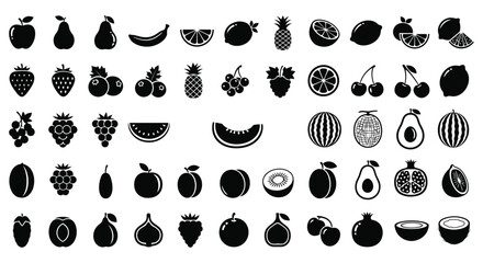 Obraz premium Black Fruit Silhouettes Vector Illustration Of Assorted Tropical And Common Varieties