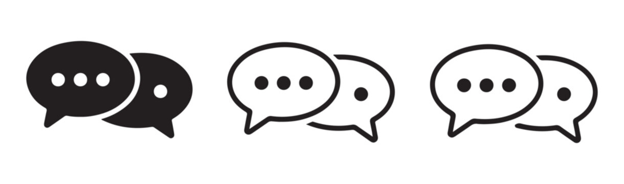 Three sets of overlapping speech bubbles indicating conversation and interaction.