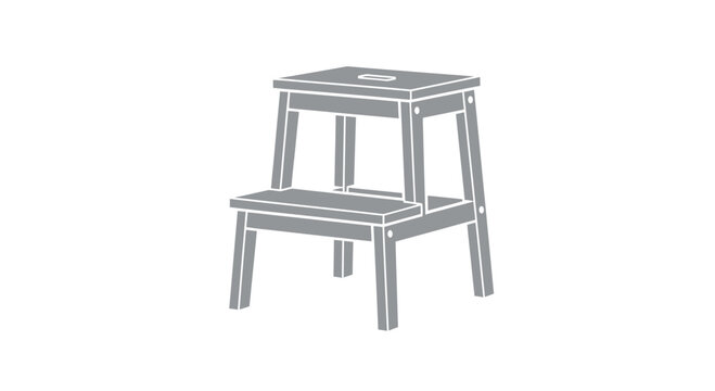 Simple Wooden Step Stool Isolated on White Background