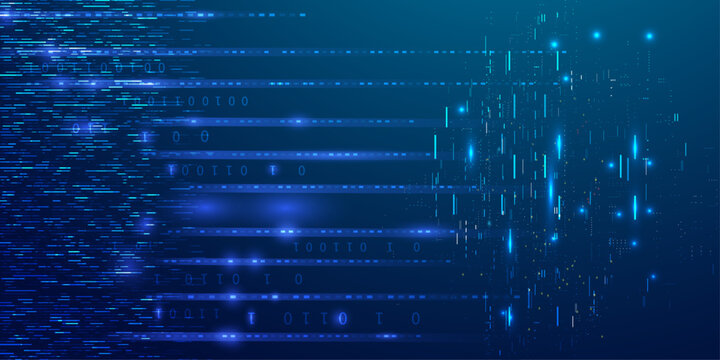 Abstract background featuring binary code and data streaming flow with digital pulse patterns for modern computer science.