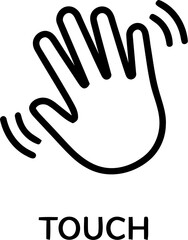 Fototapeta premium Black line art hand with motion lines and touch text