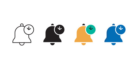 Fototapeta premium Notification Bell and Clock Timer Icon Set Featuring Alert Reminder and Scheduling Symbols for UI Design