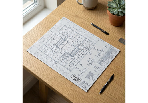 A1 Sheet Mockup Realistic Render for Branding and Commercial Use