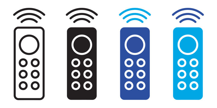 Remote Control Icon Set Featuring Modern Controller Symbols for Television and Smart Device Operation