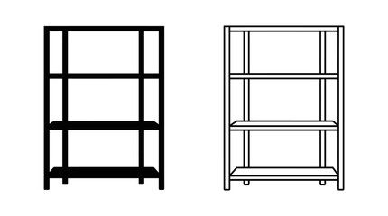 Bookshelf Outline On White Background Linear Furniture Design © Design Bari