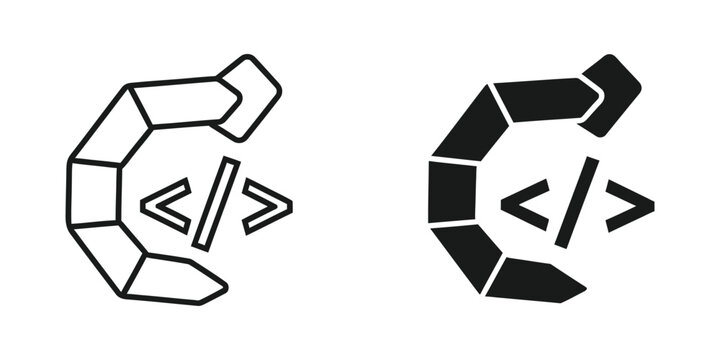 Abstract geometric coding symbol in a stylized C shape with clean lines and solid fill on white background