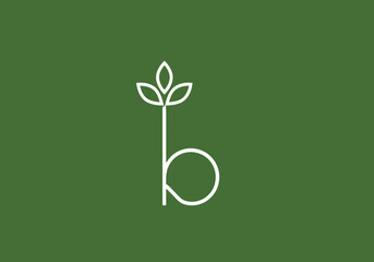 Minimalist letter b logo with sprouting leaves © pikri
