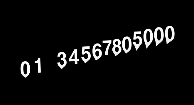 Black background with glowing numeric sequence display.