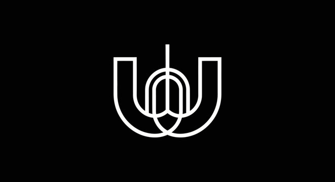 Modern symmetrical line art monogram on black background