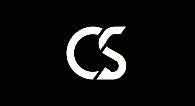 Modern white CS monogram letters on black background