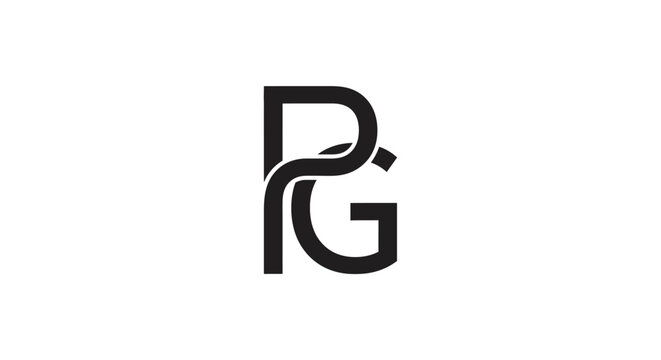 Monogram pg design elegant black and white lettering on white background