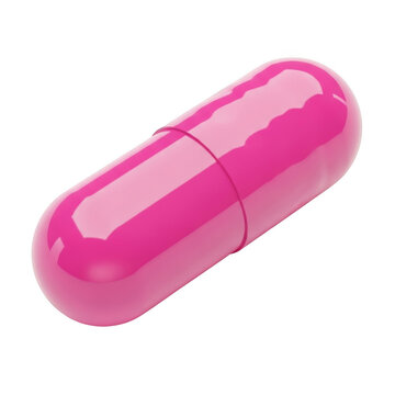 Bright pink capsule pill isolated on clean background isolated on transparent background