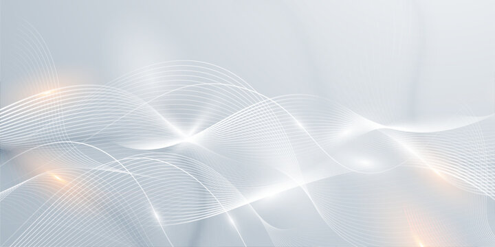 Abstract background with interwoven white lines and soft orange light accents creating a luminous wave effect.