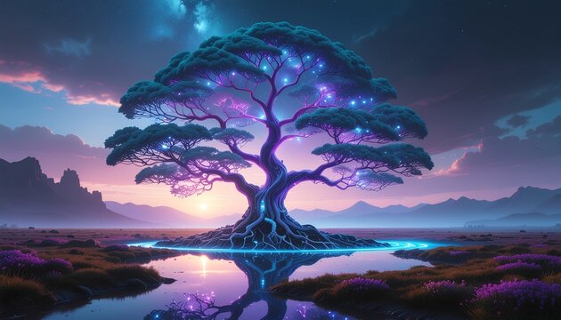 Intelligent Decision Tree Artificial Intelligence Concept Illustration