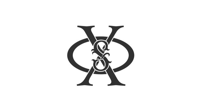 Ornate vintage monogram logo with interlocking letters V X S