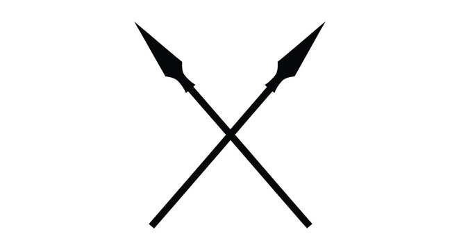 Crossed Spears Silhouette Black Weapon Shapes Against White Background