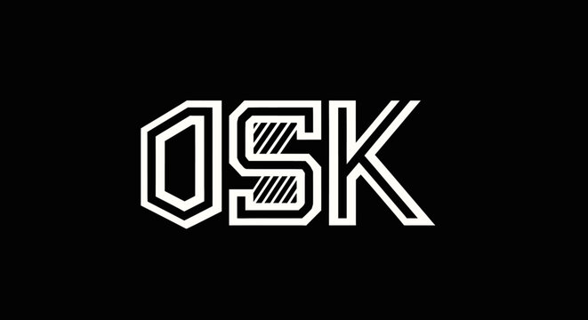 OSK monogram logo in white geometric block letters