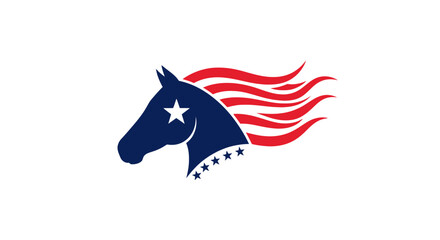 Patriotic horse head with stars and stripes flag mane © Nur