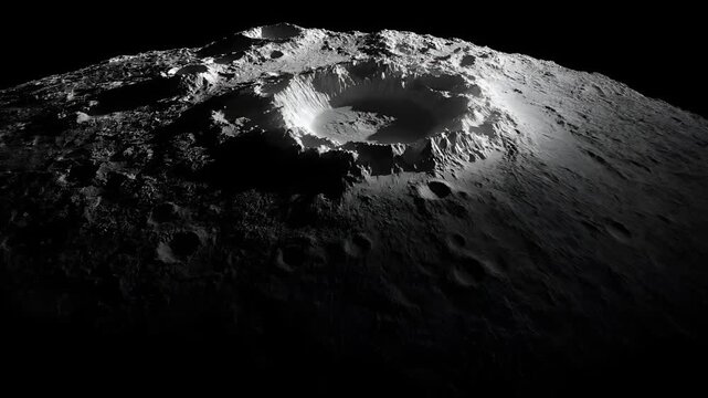 Space universe exploration, fantasy, mysterious. A black and white closeup photograph of a rocky surface, likely a moon or asteroid. The detailed image shows the craters, ridges.