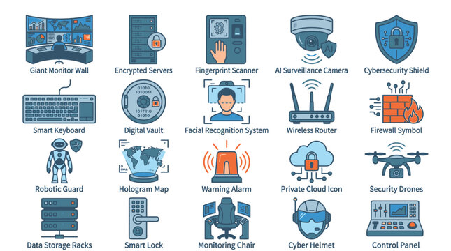 Cyber Security Icons and Symbols.