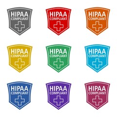 Obraz premium HIPAA Shield icon isolated on white background. Set icons colorful