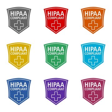 HIPAA Shield icon isolated on white background. Set icons colorful
