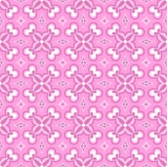 Fototapeta premium Seamless Pink Floral Geometric Pattern Background with Retro Decorative Motif 