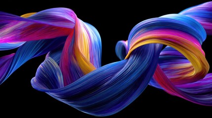 Fototapeta premium Abstract colorful wavy lines on black background