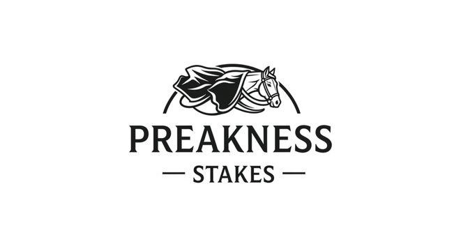 Black and white horse racing logo.