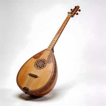Traditional Lahuta Instrument from Rural Albania on White Background
